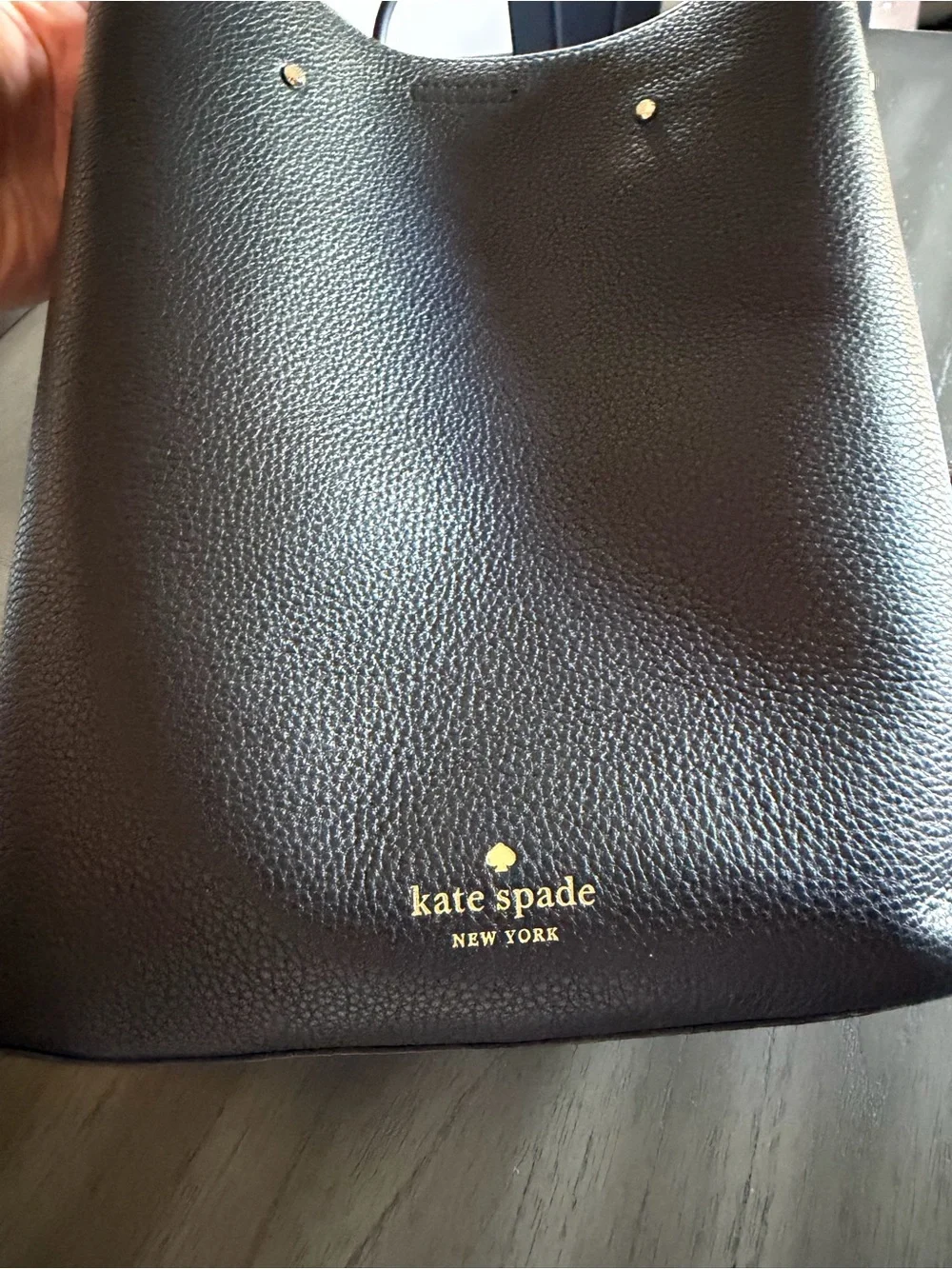 kate spade Black Pebbled Leather Bucket Shoulder Bag with Gold-Tone Accent bundl